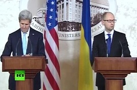Яценюк и Керри вновь опять Россию во вторжении на Украину