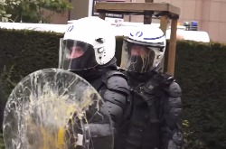 В Брюсселе фермеры закидали полицию яйцами