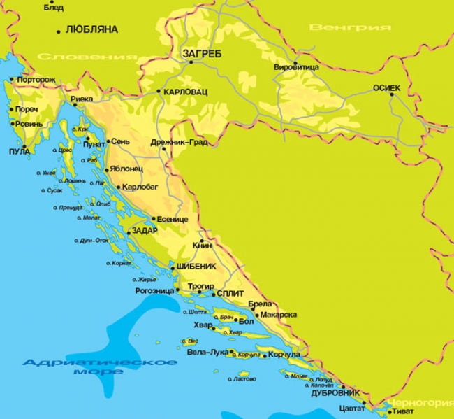 Карта Хорватии