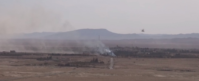 Ка-52 атакует позиции боевиков ИГИЛ в Сирии