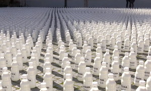 Эстонские фермеры против санкций: 10 тыс. бутылок свежего молока на площади.