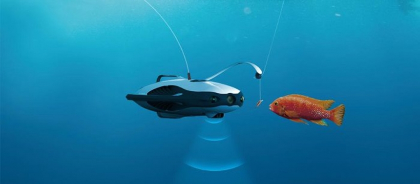 PowerRay — подводный дрон рыбак с камерой 4K.